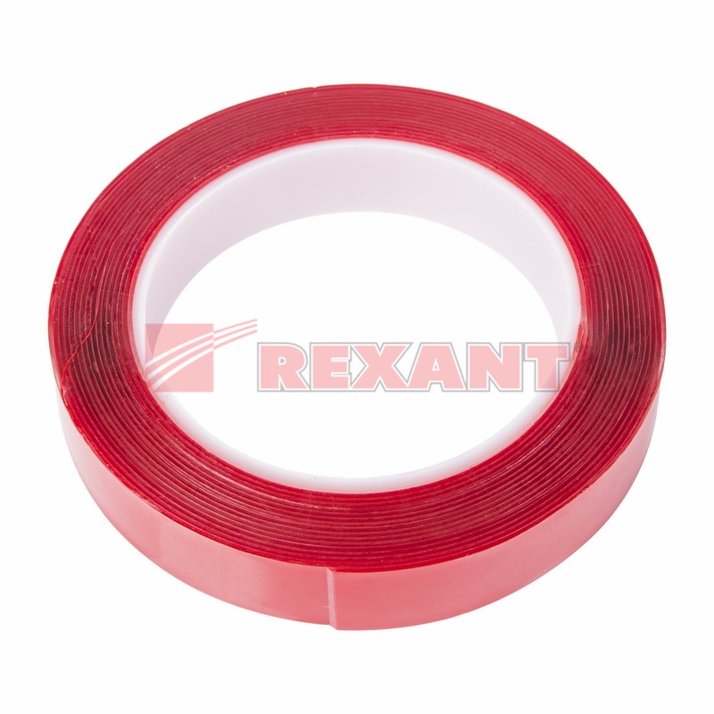 Двухсторонний скотч REXANT, прозрачный, на акриловой основе, 20 мм, ролик 5 м
