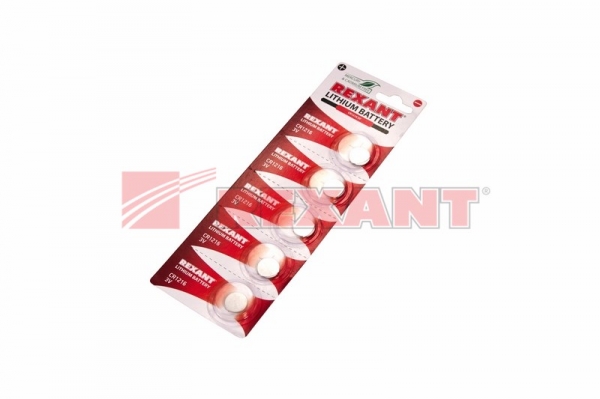 Литиевые батарейки CR1216 5 шт. 3 V 25 mAh блистер REXANT
